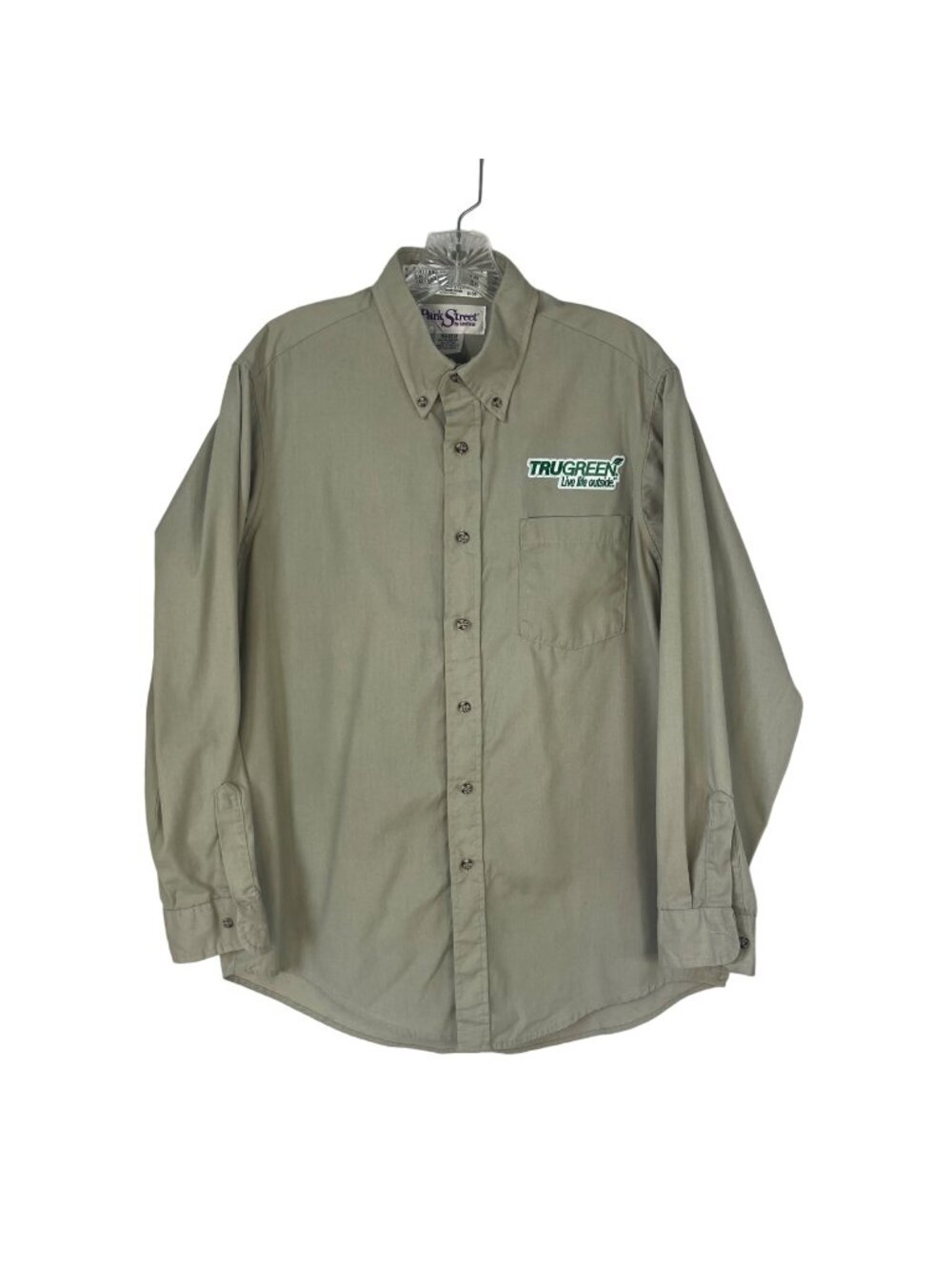 TruGreen Button Up Shirt Embroidered Logo 16.0-32/33 Tan Long Sleeve